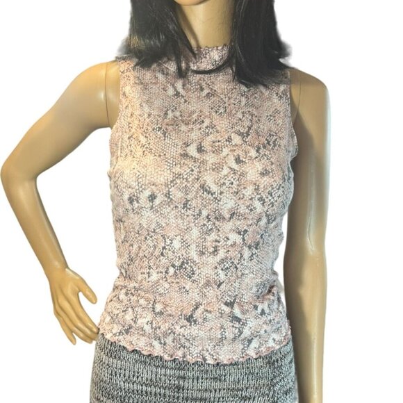 (6โ for $25) Candie's Mock Turtleneck Sleeveless Snake Print Top Size Small - Picture 2 of 5